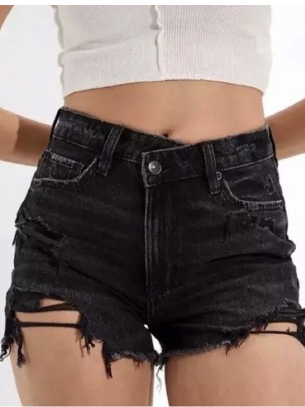 American Eagle Outfitters Ripped Black Jean Shorts
